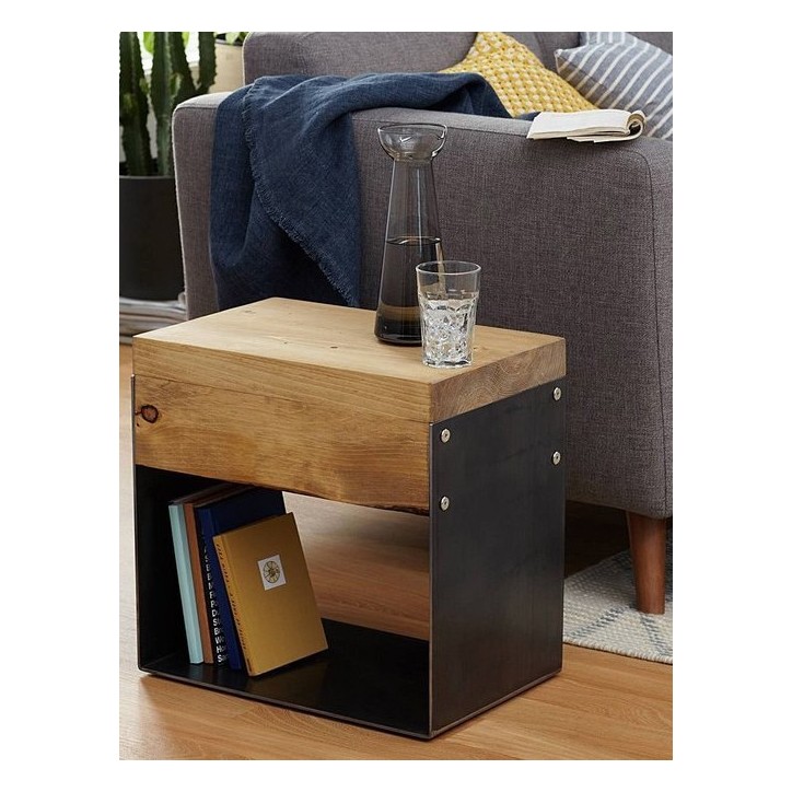 Table d'appoint bois et métal 26 x 38 x 48 cm