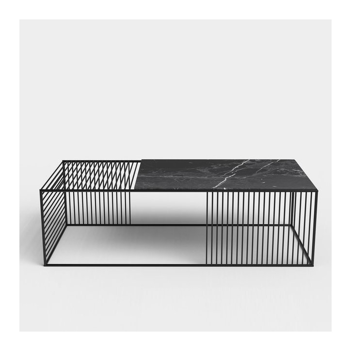 Mesa de centro METALLICA de mármol negro y metal 120 cm