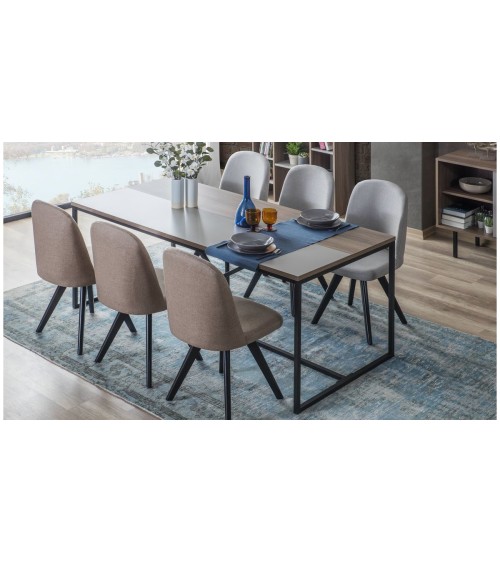 Salle à manger PLATE bois et gris