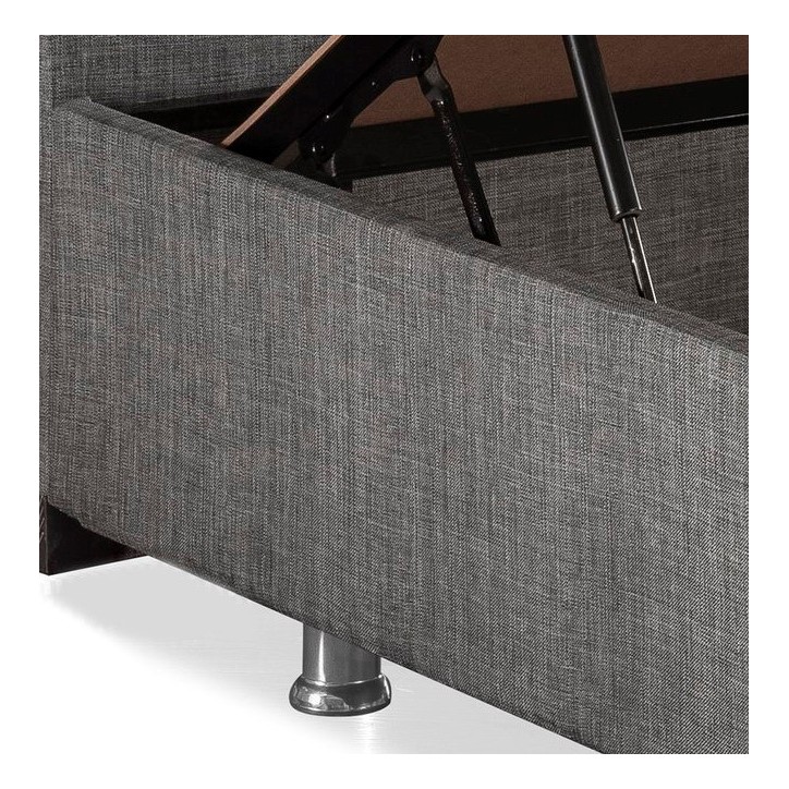 NIRON SILVER bed, grijs + matras en hoofdbord 160x200 cm