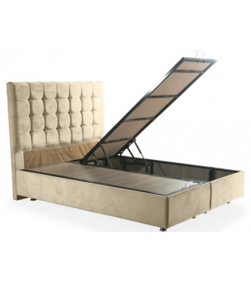 Cama con almacenaje DUKE  crema +  cabecero incluidos 160x200 cm