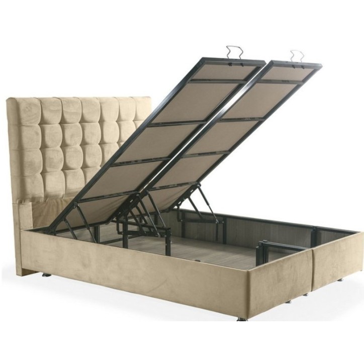 LIT coffre DUKE crème + matelas et tête de lit inclus 90/160x200 cm LIT coffre DUKE crème + matelas et tête de lit inclus 90/160x200 cm