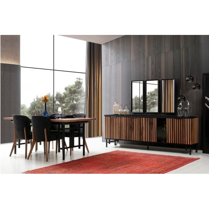 Salle à manger ZAFIRA bois et noir Salle à manger ZAFIRA bois et noir