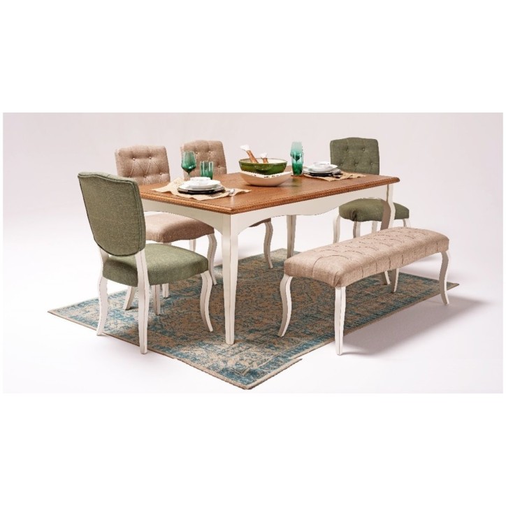 Salle à manger AUSTIN blanc et bois Salle à manger AUSTIN blanc et bois