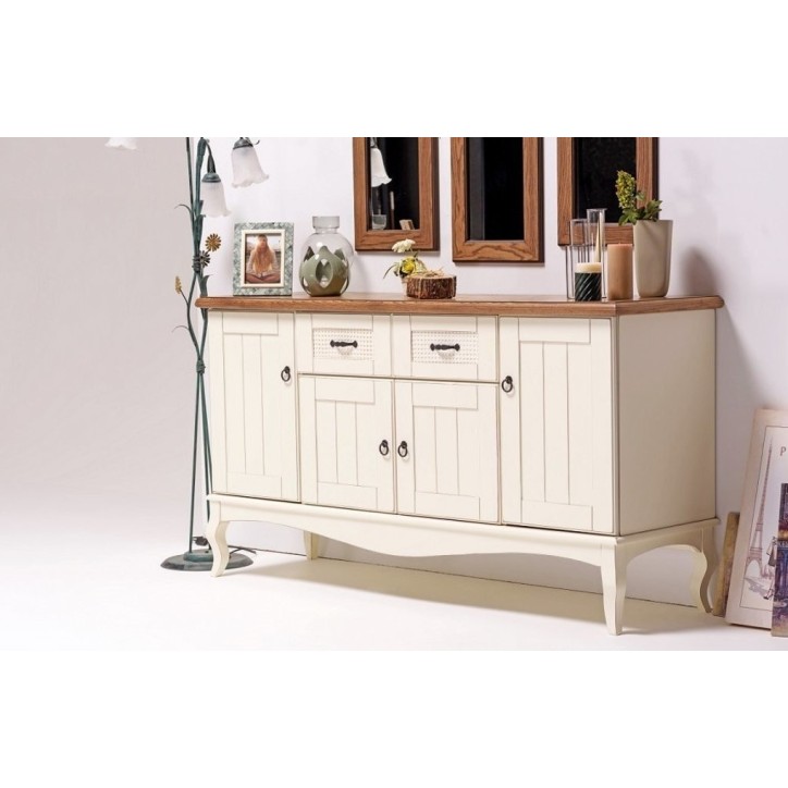 Salle à manger AUSTIN blanc et bois Salle à manger AUSTIN blanc et bois