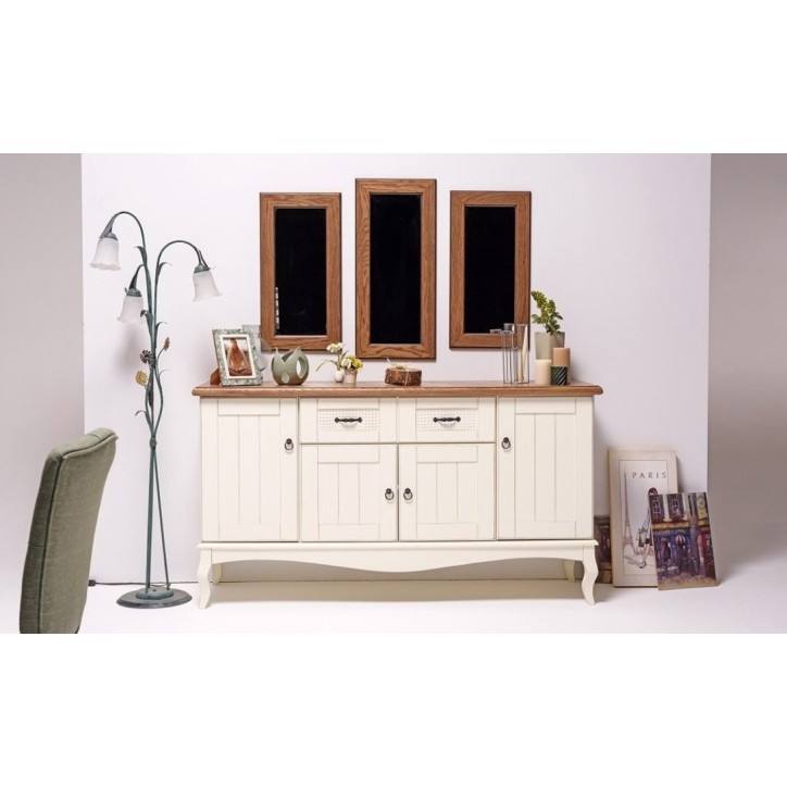 Salle à manger AUSTIN blanc et bois Salle à manger AUSTIN blanc et bois