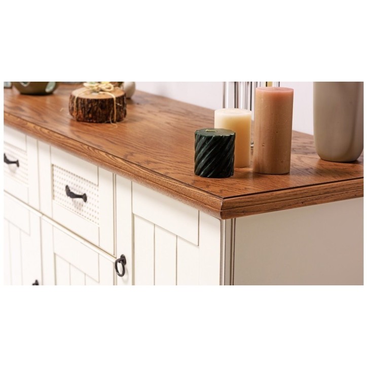 Salle à manger AUSTIN blanc et bois Salle à manger AUSTIN blanc et bois