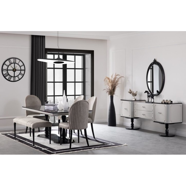 Salle à manger BIBLO blanc et noir Salle à manger BIBLO blanc et noir