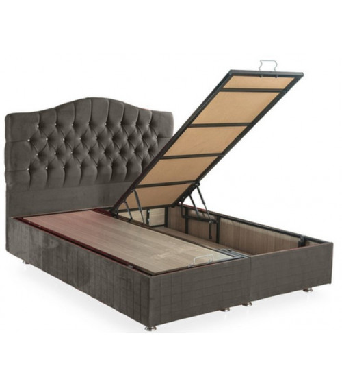 EMERAUDE commodebed antraciet + matras en hoofdbord 90/160x200 cm