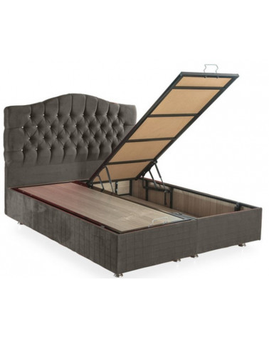 LIT coffre EMERAUDE anthracite  et tête de lit inclus 160x200 cm