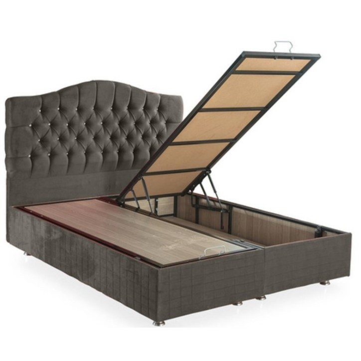 Cama com baú EMERAUDE antracite 90/160x200 cm