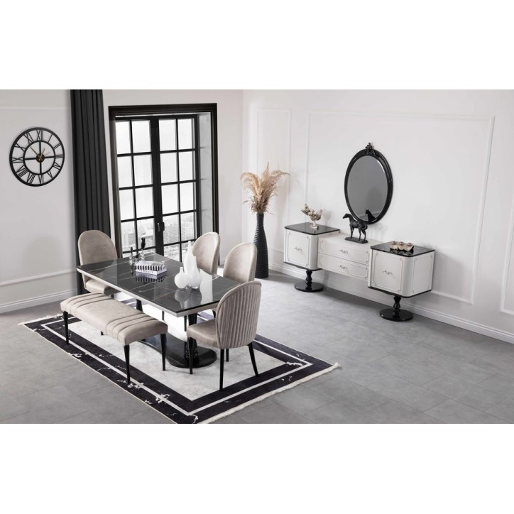 Salle à manger BIBLO blanc et noir Salle à manger BIBLO blanc et noir