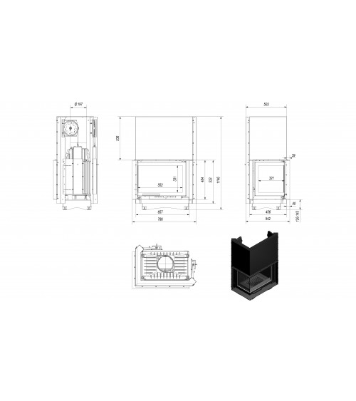 Inserto para chimenea MAJA 8 BS DECO cristal en el lado izquierdo