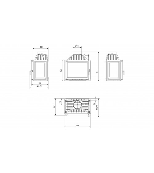 Insert cheminée MAJA 8 KW 3 côtés vitrés