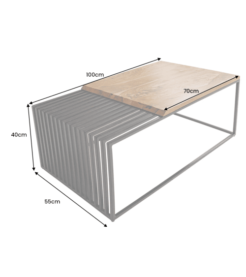 Table basse ARCHITECTURE 100 cm en bois de sheesham