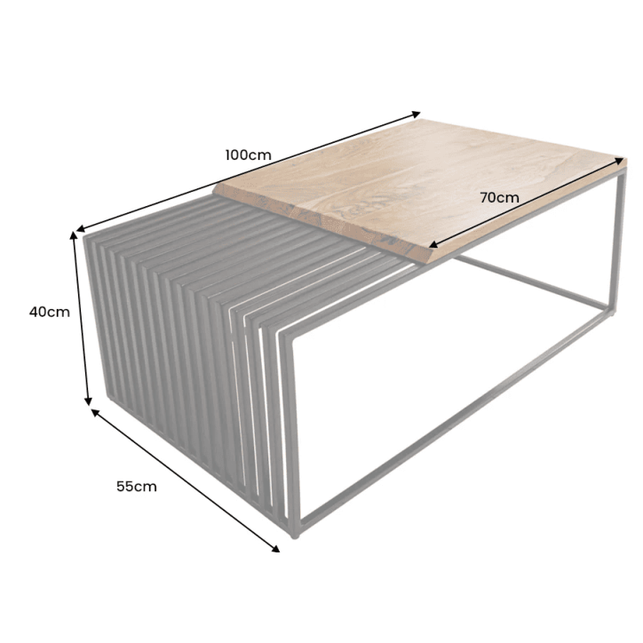 Table basse ARCHITECTURE 100 cm en bois de sheesham