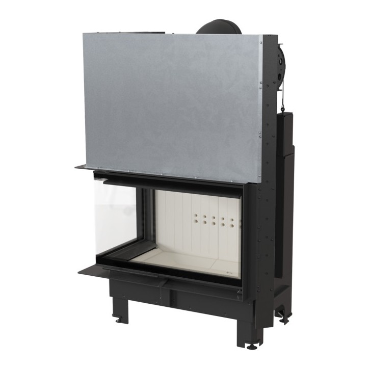 Insert cheminée MBO 15  BS vitre à gauche ouverture relevable + 4 bouches recuperateur