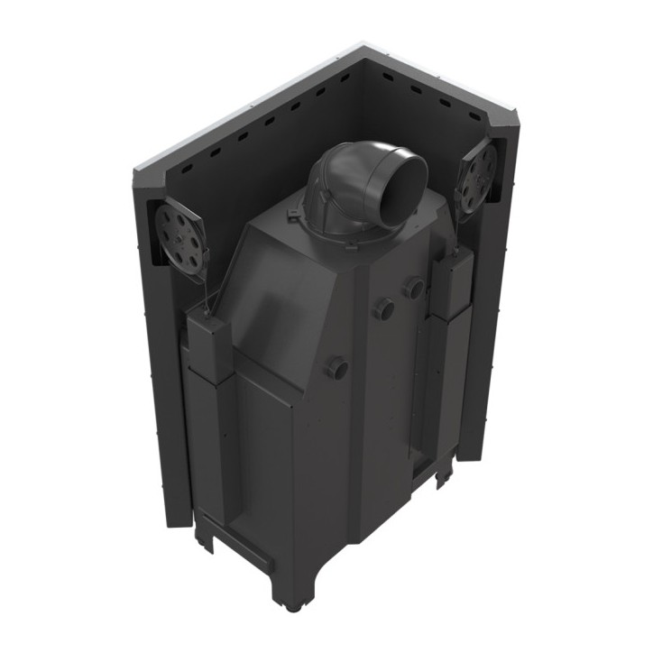 Insert cheminée MBO 15  BS vitre à gauche vitre courbée ouverture relevable + 4 bouches recuperateur
