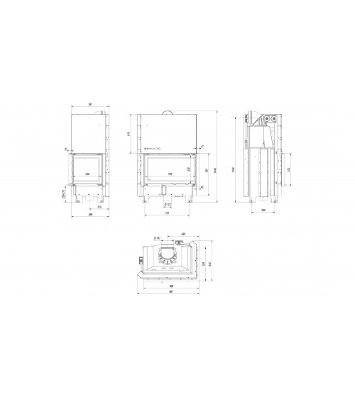Insert cheminée MBO 15  BS vitre à droite ouverture relevable