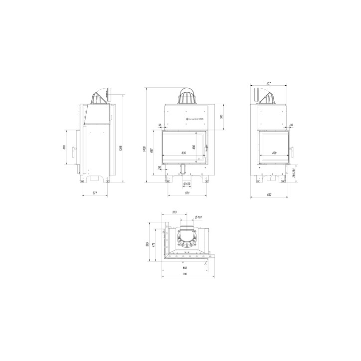 Inserto para chimenea MBZ 13 BS cristal en el lado izquierdo