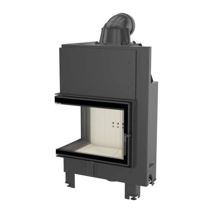 Insert cheminée MBZ 13 BS vitre à gauche vitre courbée + 3 bouches recuperateur