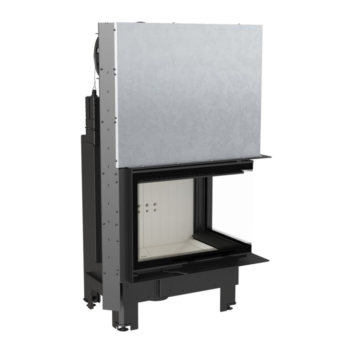 Insert cheminée MBZ 13 vitre à droite vitre courbée ouverture relevable + 3 bouches recuperateur
