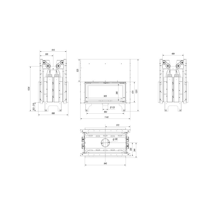 Insert cheminée MILA 16 TUNNEL ouverture relevable