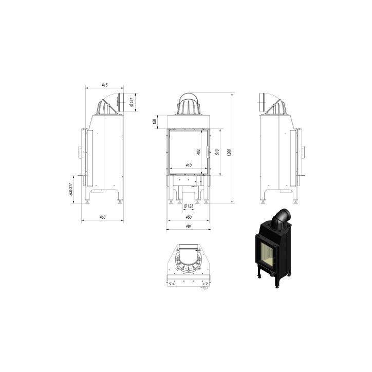 Insert cheminée NADIA 8 - 7 kW