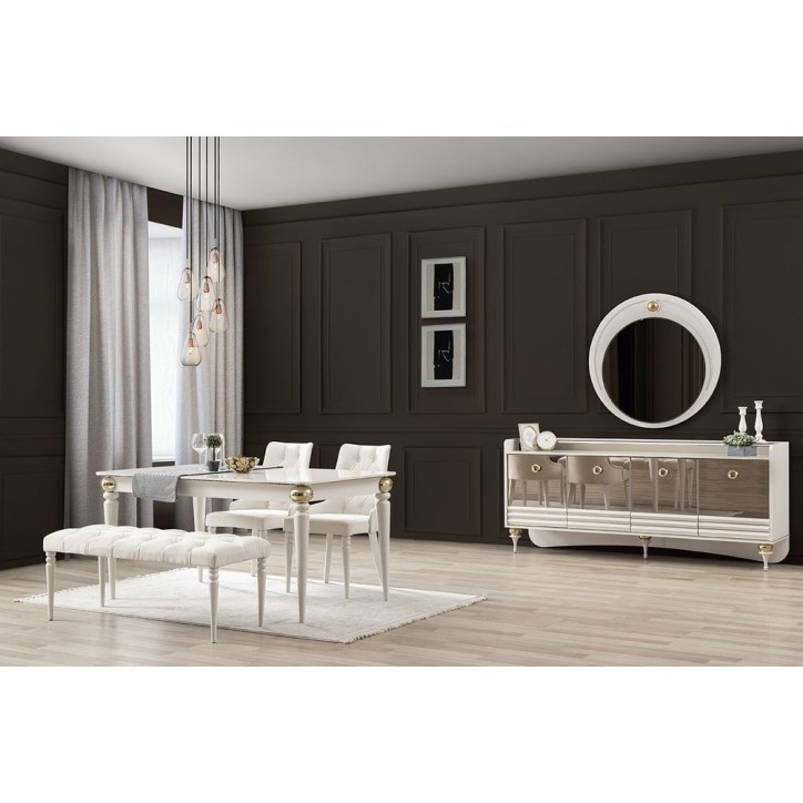 Salle à manger PANTHÈRE blanc et doré