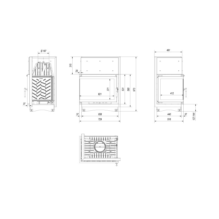 Insert cheminée ZUZIA 16 BS vitre à gauche Insert cheminée ZUZIA 16 BS vitre à gauche