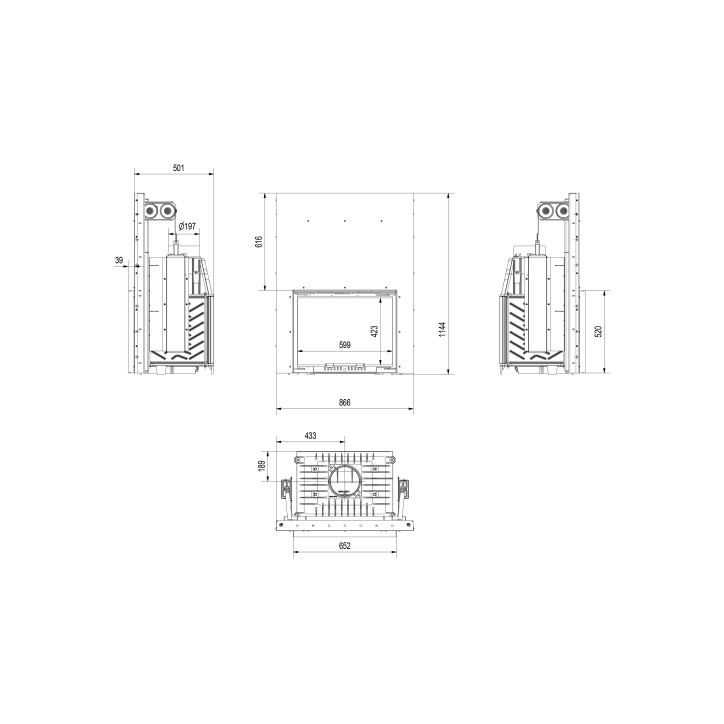 Inserto para chimenea ZUZIA 16 puerta de guillotina