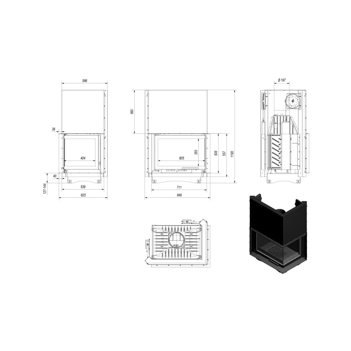 Inserire l'angolo camino Trivision 10 kw Inserire l'angolo camino Trivision 10 kw