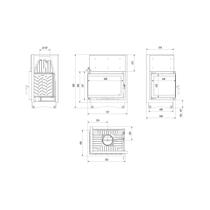 Inzethaard ZUZIA ECO 12 BS DECO linker glas