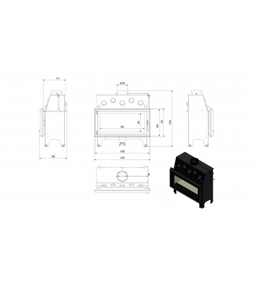 Inserto para chimenea MILA 16 TUNEL