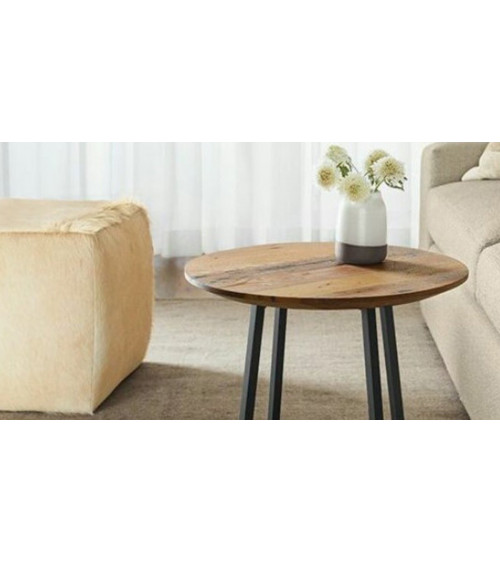Mesa auxiliar redonda en madera LOFT 60 x 45 cm