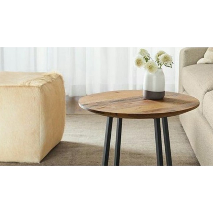 Mesa de apoio redonda de madeira LOFT 60 x 45 cm