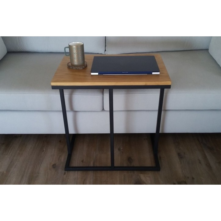 Mesa auxiliar en madera y metal LOFT 60 x 40 cm