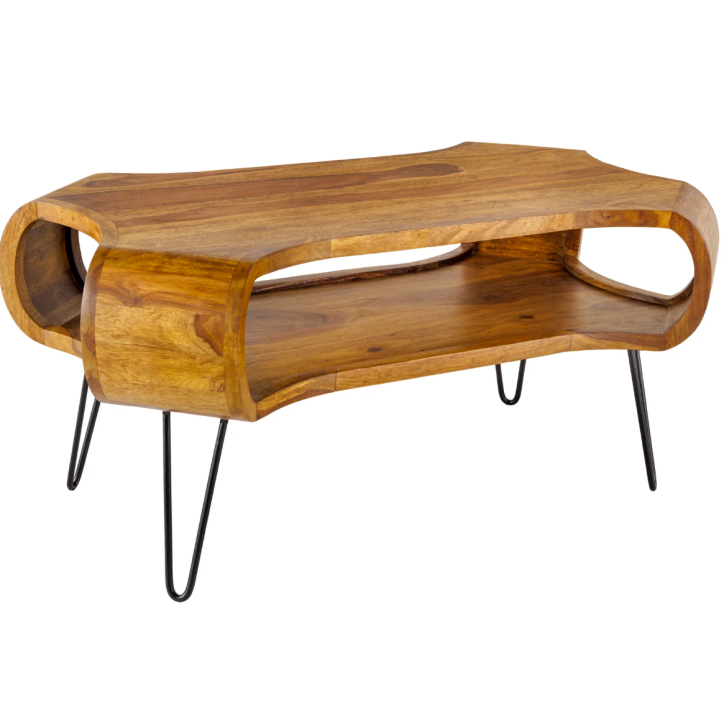 Table basse ORGANIC LIVING 100 cm en bois de sheesham naturel