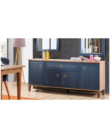 Buffet INDIGO 4 portes 1 tiroir 190 cm bleu