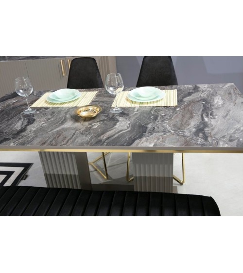 Salle à manger ALIZE gris et doré