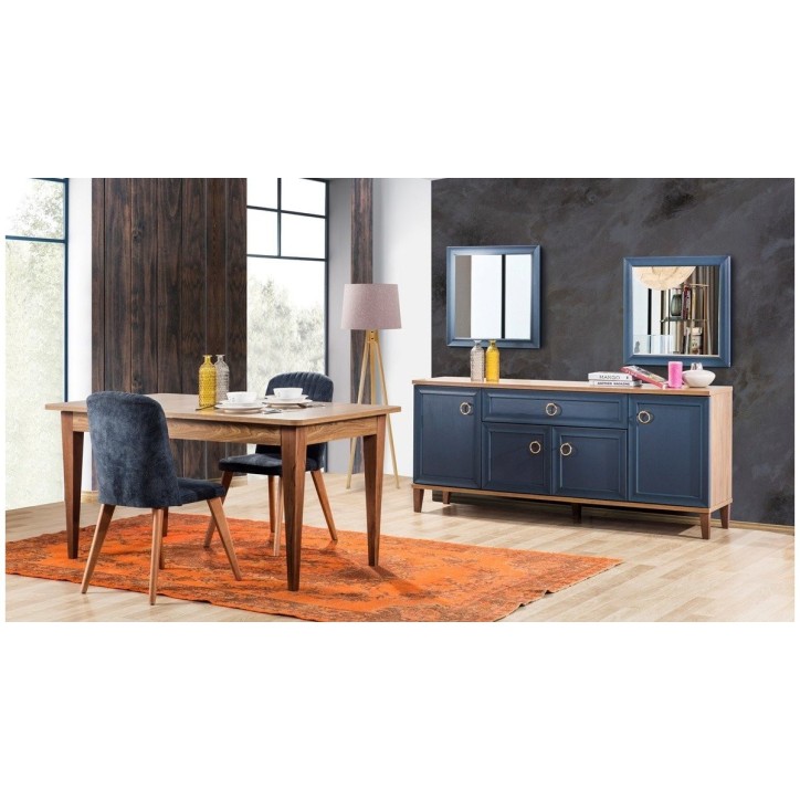 Buffet INDIGO 4 portes 1 tiroir 190 cm bleu