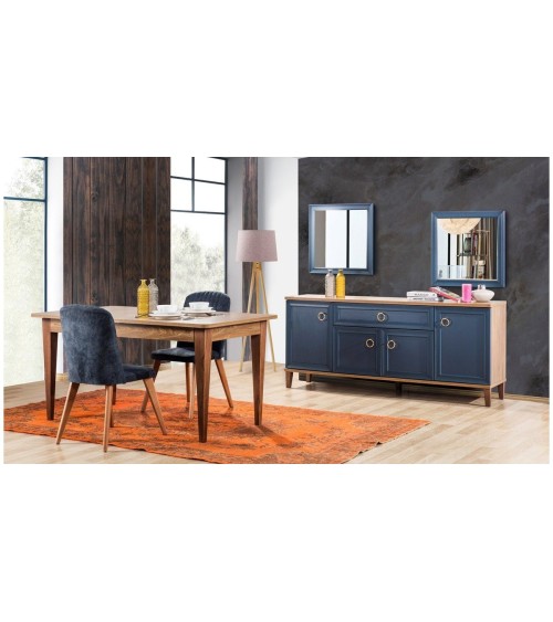 Buffet INDIGO 4 portes 1 tiroir 190 cm bleu