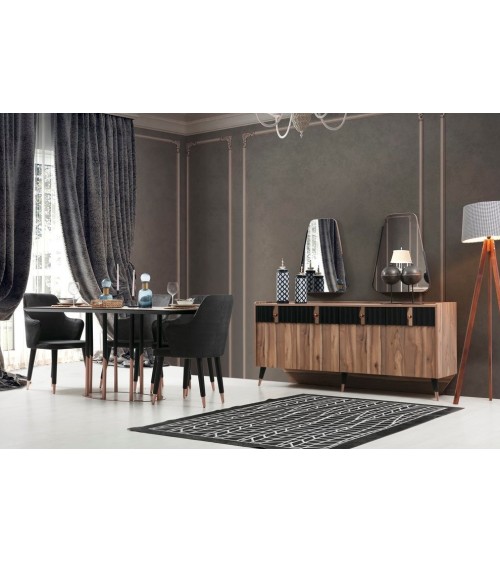 Salle à manger POLO noyer et noir