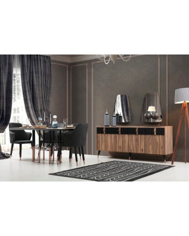 Salle à manger POLO noyer et noir