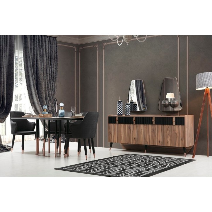 Salle à manger POLO noyer et noir Salle à manger POLO noyer et noir