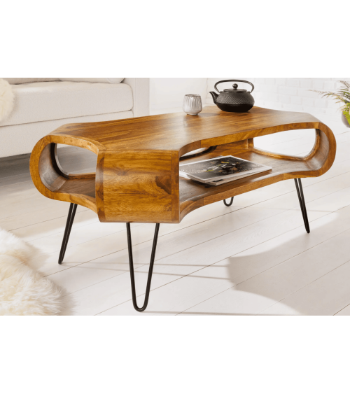 Table basse ORGANIC LIVING 100 cm en bois de sheesham naturel