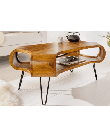 Table basse ORGANIC LIVING 100 cm en bois de sheesham naturel