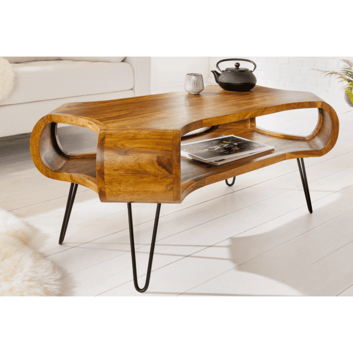 Table basse ORGANIC LIVING 100 cm en bois de sheesham naturel