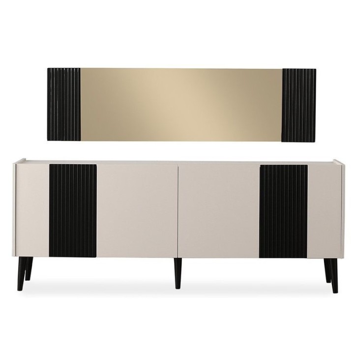 Buffet LETTA 4 portes 204 cm blanc