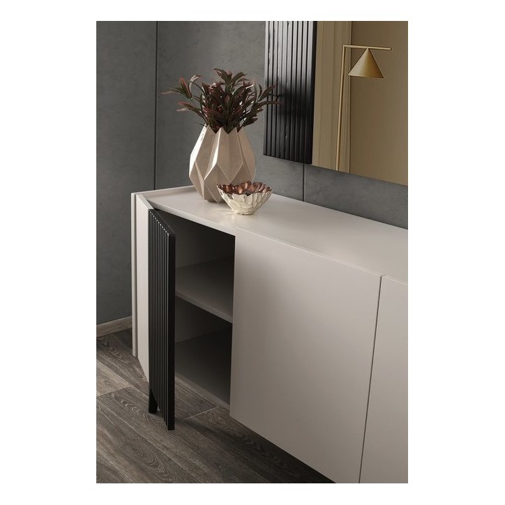 Buffet LETTA 4 portes 204 cm blanc